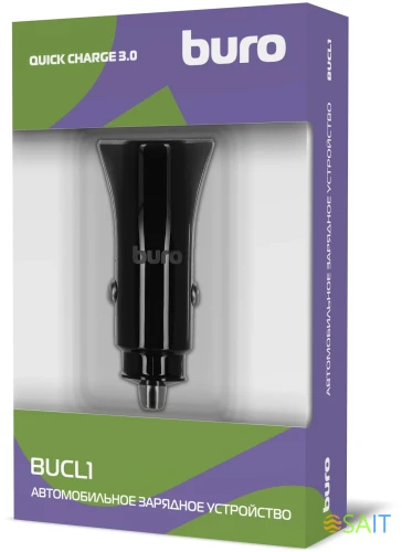 Автомобильное зар./устр. Buro BUCL1 18W 3A (QC) USB-A универсальное черный (BUCL18P100BK)