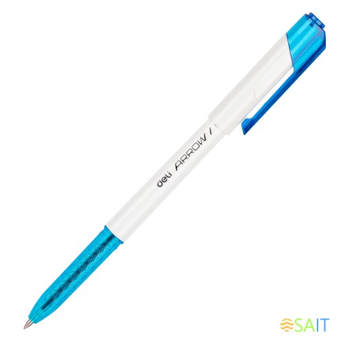 Ручка шариков. Deli Arrow EQ23-BL белый/голубой d=0.7мм син. черн. (1шт)