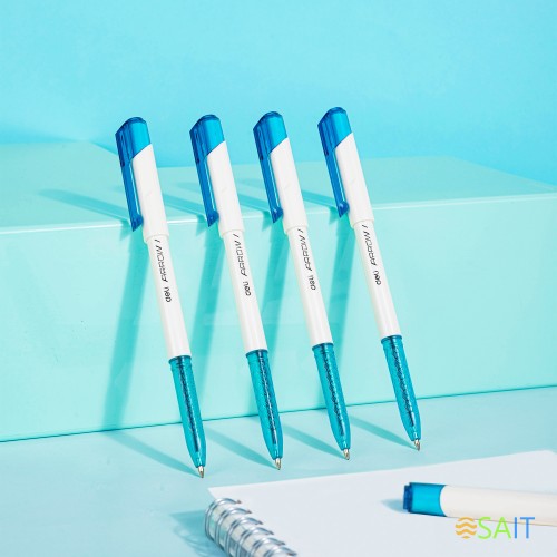 Ручка шариков. Deli Arrow EQ23-BL белый/голубой d=0.7мм син. черн. (1шт)