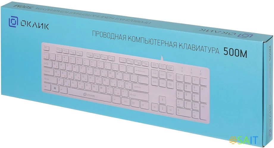 Клавиатура Оклик 500M белый USB slim Multimedia