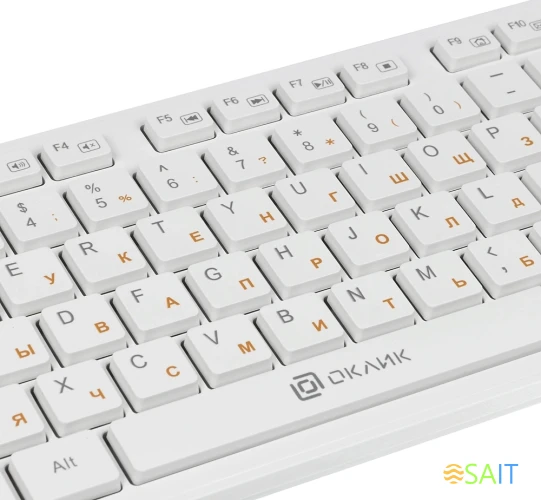 Клавиатура Оклик 500M белый USB slim Multimedia