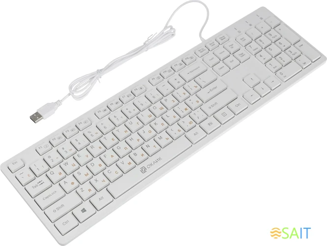 Клавиатура Оклик 500M белый USB slim Multimedia