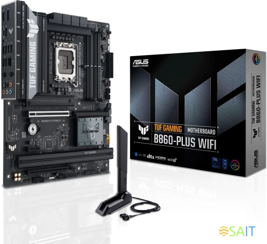 Материнская плата Asus TUF GAMING B860-PLUS WIFI Soc-1851 Intel B860 4xDDR5 ATX AC`97 8ch(7.1) 2.5Gg RAID+HDMI+DP
