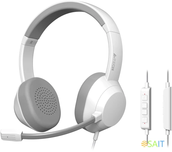 Наушники с микрофоном A4Tech Fstyler FH150U белый/серый 2м накладные USB оголовье (FH150U WHITE)