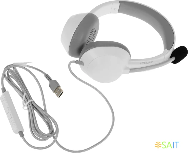 Наушники с микрофоном A4Tech Fstyler FH150U белый/серый 2м накладные USB оголовье (FH150U WHITE)