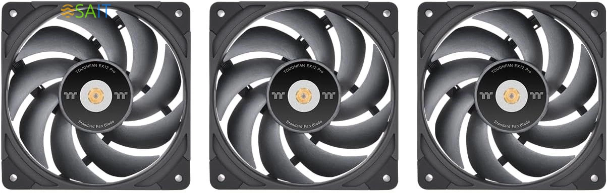 Вентилятор для корпуса Thermaltake Toughfan EX12 Pro Reverse 120х120x25 черный 4-pin 29.8дБ (упак.:3шт) (CL-F171-PL12BL-A) Ret