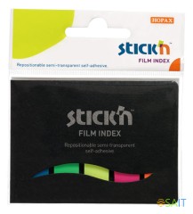 Закладки самокл. индексы пластиковые Stick`n 21076 12x45мм 5цв.в упак. 25лист в обложке европодвес
