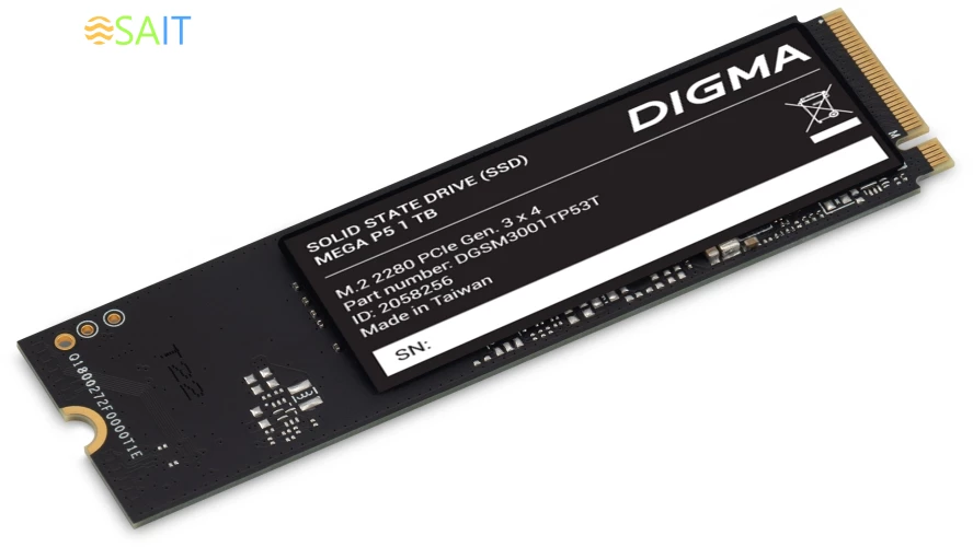 Накопитель SSD Digma PCIe 3.0 x4 1TB DGSM3001TP53T Mega P5 M.2 2280
