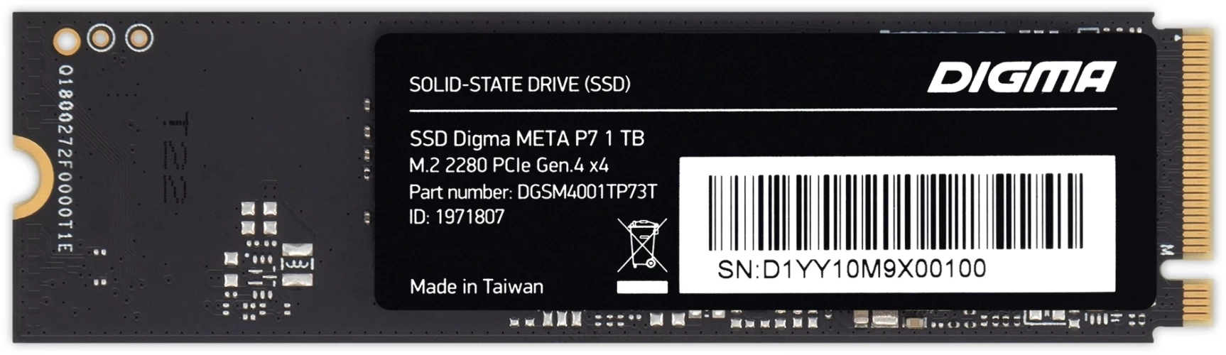 Накопитель SSD Digma PCIe 3.0 x4 1TB DGSM3001TP53T Mega P5 M.2 2280