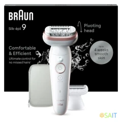 Эпилятор Braun SES9-030 скор.:2 насад.:3 от электр.сети от аккум. белый/розовый