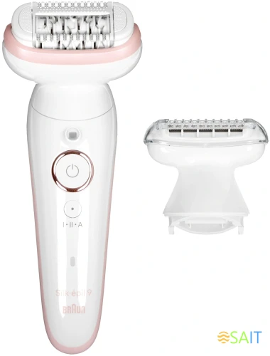 Эпилятор Braun SES9-030 скор.:2 насад.:3 от электр.сети от аккум. белый/розовый