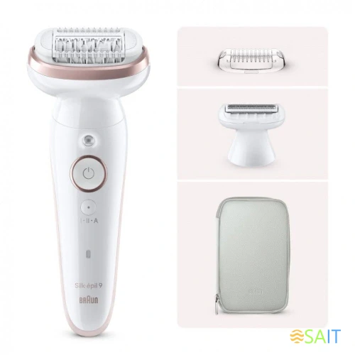 Эпилятор Braun SES9-030 скор.:2 насад.:3 от электр.сети от аккум. белый/розовый