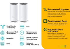 Бесшовный Mesh роутер TP-Link Deco E4 (DECO E4(2-PACK)) AC1200 10/100BASE-TX белый (упак.:2шт)
