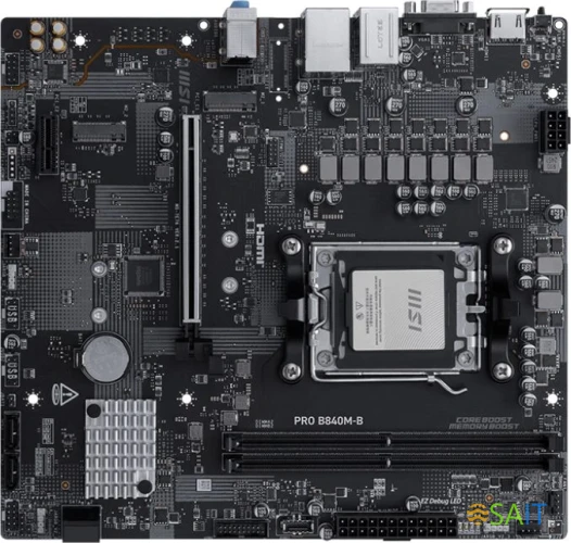 Материнская плата MSI PRO B840M-B SocketAM5 AMD B840 2xDDR5 mATX AC`97 8ch(7.1) 2.5Gg RAID+VGA+HDMI