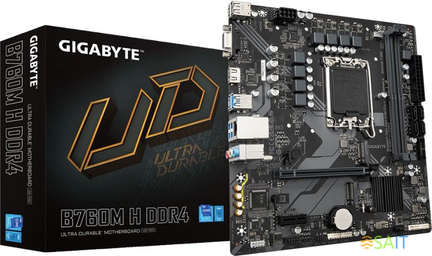 Материнская плата Gigabyte B760M H DDR4 Soc-1700 Intel B760 2xDDR4 mATX AC`97 8ch(7.1) GbLAN RAID+VGA+HDMI