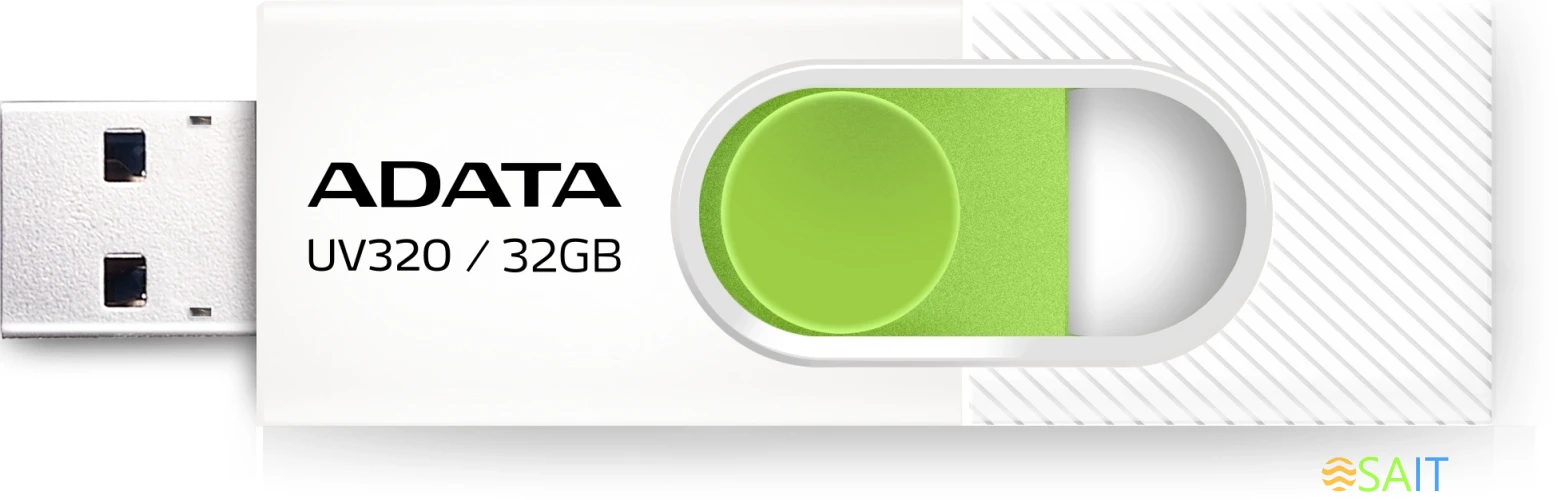 Флеш Диск A-Data 32GB UV320 AUV320-32G-RWHGN USB3.2 белый/зеленый