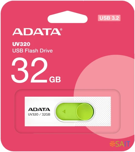 Флеш Диск A-Data 32GB UV320 AUV320-32G-RWHGN USB3.2 белый/зеленый