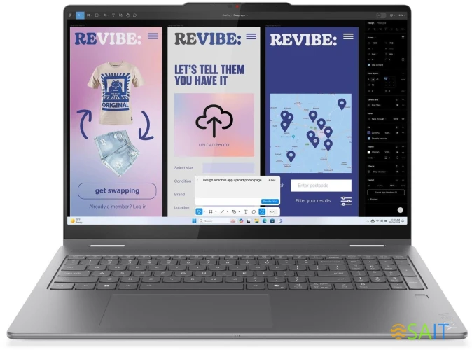 Ноутбук Lenovo Yoga 7 16ILL10 Core Ultra 7 256V 16Gb SSD1Tb Intel Arc 140V 16" OLED Touch 2.8K (2880x1800) без ОС grey WiFi BT Cam (83JT0028RK)