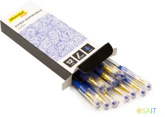 Ручка шариков. Silwerhof Daily Golden прозрачный d=0.5мм син. черн. сменный стержень линия 0.3мм резин. манжета