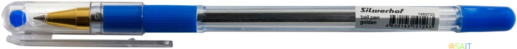 Ручка шариков. Silwerhof Daily Golden прозрачный d=0.5мм син. черн. сменный стержень линия 0.3мм резин. манжета