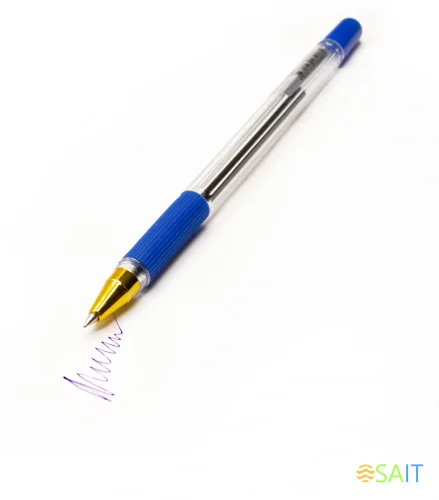 Ручка шариков. Silwerhof Daily Golden прозрачный d=0.5мм син. черн. сменный стержень линия 0.3мм резин. манжета