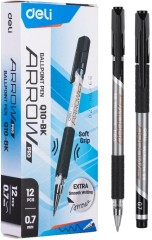 Ручка шариков. Deli Arrow EQ10-BK серый мет./черный d=0.7мм черн. черн. резин. манжета