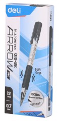 Ручка шариков. Deli Arrow EQ10-BK серый мет./черный d=0.7мм черн. черн. резин. манжета