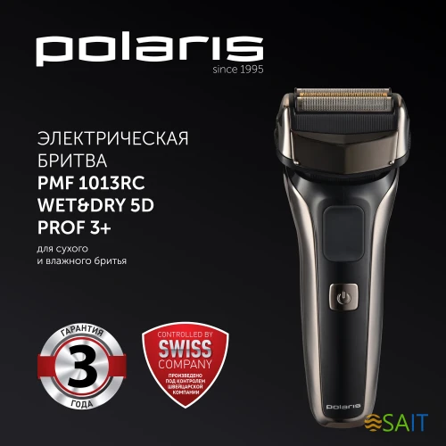 Бритва сетчатая Polaris PMF 1013RC реж.эл.:3 питан.:элек.сеть/аккум. черный/серебристый