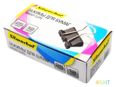 Зажимы Silwerhof 510015 сталь 25мм черный (упак.:12шт) картонная коробка