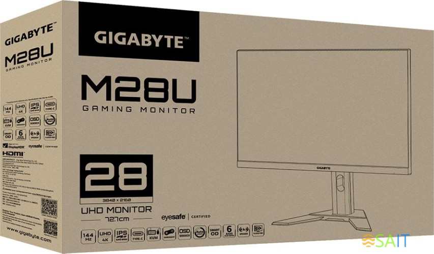Монитор Gigabyte 28" M28U черный IPS LED 1ms 16:9 HDMI M/M матовая HAS 300cd 178гр/178гр 3840x2160 144Hz FreeSync DP 4K USB 6.93кг