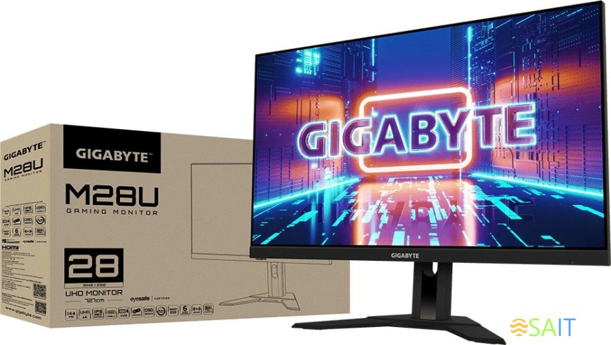 Монитор Gigabyte 28" M28U черный IPS LED 1ms 16:9 HDMI M/M матовая HAS 300cd 178гр/178гр 3840x2160 144Hz FreeSync DP 4K USB 6.93кг