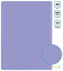 Папка с 10 прозр.вклад. Бюрократ Pastel PAST10VIO A4 пластик 0.5мм торц.карм с бум. встав фиолетовый