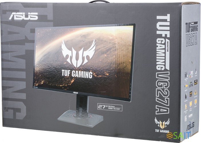 Монитор Asus 27" TUF Gaming VG27AQ черный IPS LED 1ms 16:9 HDMI M/M матовая HAS Piv 1000:1 350cd 178гр/178гр 2560x1440 165Hz G-Sync FreeSync DP WQ 5.8кг