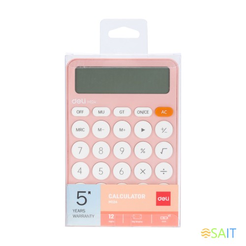 Калькулятор настольный Deli EM124PINK розовый 12-разр.