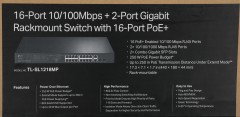 Коммутатор TP-Link TL-SL1218MP (L2) 16x100Мбит/с 2x1Гбит/с 2xКомбо(1000BASE-T/SFP) 16PoE+ 192W неуправляемый