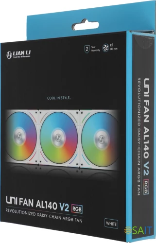Вентилятор для корпуса Lian-Li Uni Fan ALV2 140 V2 ARGB 140х140x28 белый 4-pin 26.8дБ (G99.14ALV21W.00) Ret