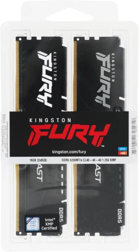 Память DDR5 2x8Gb 5200MHz Kingston KF552C40BBK2-16 Fury Beast RTL Gaming PC5-41600 CL40 DIMM 288-pin 1.25В single rank с радиатором Ret