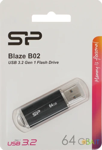 Флеш Диск Silicon Power 64Gb Blaze B02 SP064GBUF3B02V1K USB3.1 черный