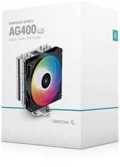 Устройство охлаждения(кулер) Deepcool AG400 LED RGB Soc-AM5/AM4/1200/1700/1851 серебристый/черный 4-pin 18-32dB Al+Cu 220W 614gr Ret (R-AG400-BKLNMC-G-1)