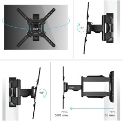 Кронштейн для телевизора Onkron M4 черный 32"-65" макс.35кг настенный поворот и наклон