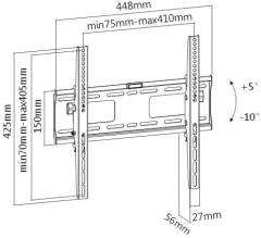 Кронштейн для телевизора Ultramounts UM841T черный 32"-55" макс.50кг настенный наклон
