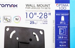 Кронштейн для телевизора Kromax OPTIMA-100 черный 10"-28" макс.25кг настенный фиксированный