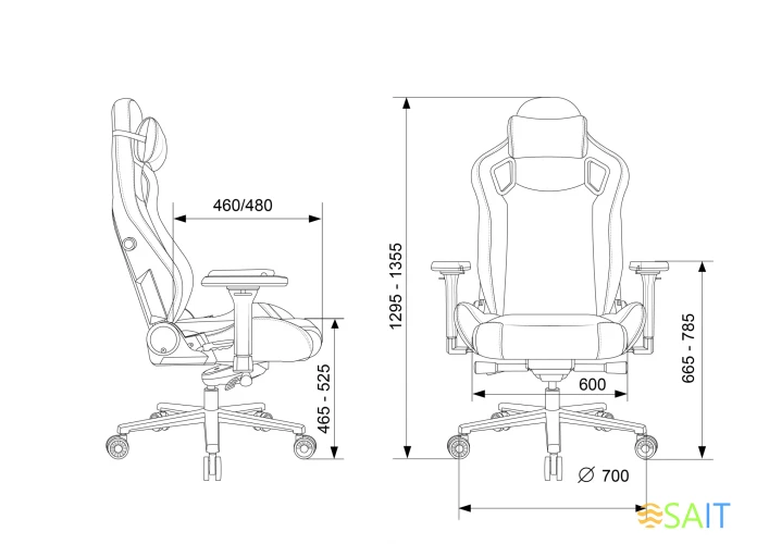 Кресло игровое Knight Craft черный эко.кожа с подголов. крестов. металл