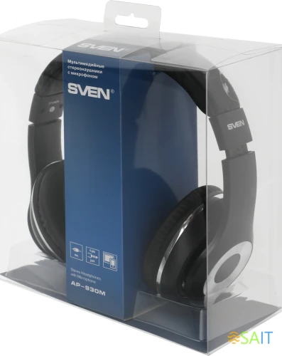 Наушники с микрофоном Sven AP-930M черный/серебристый 1.3м мониторные оголовье (SV-013608)