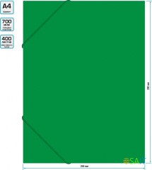 Папка-короб на резинке Бюрократ -BA40/07GRN пластик 0.7мм корешок 40мм A4 зеленый