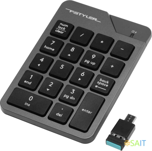 Числовой блок A4Tech FGK21C серый USB беспроводная slim для ноутбука