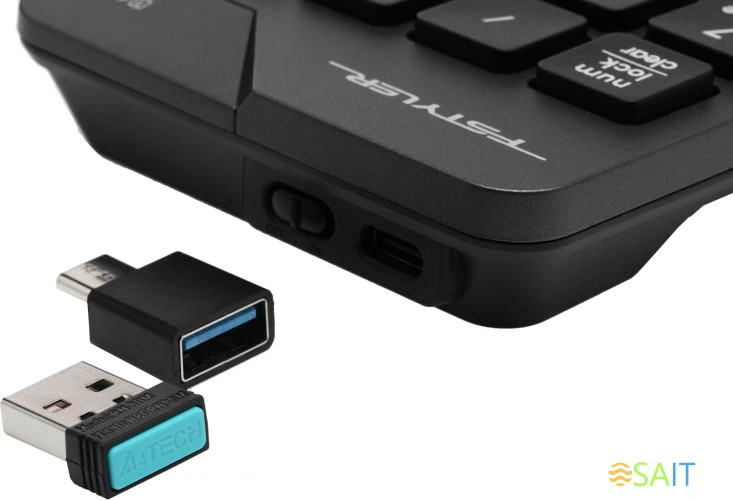 Числовой блок A4Tech FGK21C серый USB беспроводная slim для ноутбука