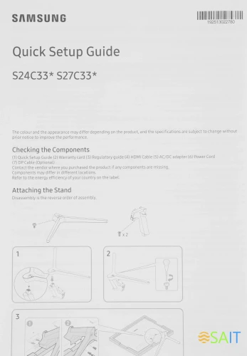 Монитор Samsung 24" S24C330GAI черный IPS LED 1ms 16:9 HDMI полуматовая 250cd 178гр/178гр 1920x1080 100Hz FreeSync DP WQ USB 2.9кг