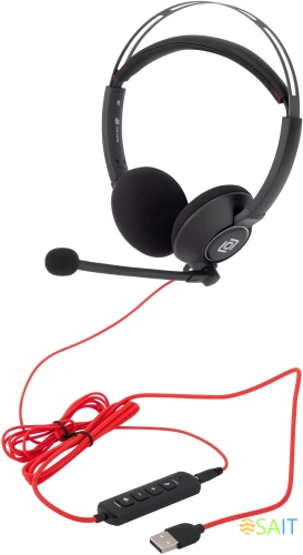 Наушники с микрофоном Оклик HS-L905 черный 2.8м накладные оголовье (1978702)