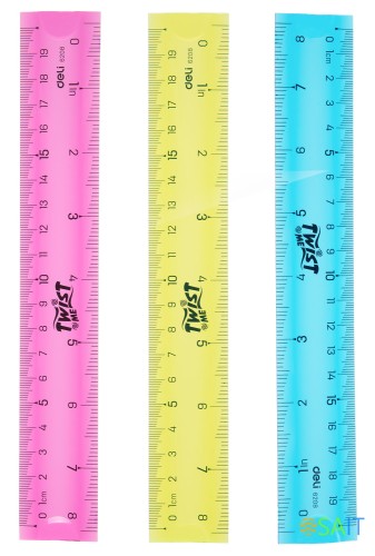 Линейка Deli E6208 пластик дл.20см ассорти гибкая/двухсторонняя шкала